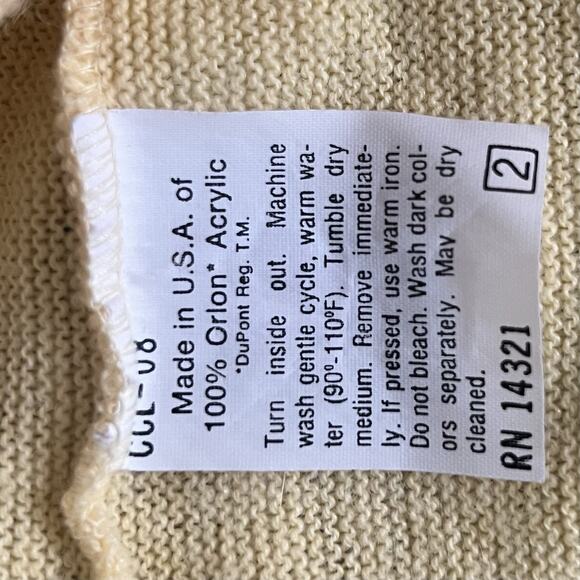 Vintage Christian Dior Yellow Cardigan Orlon Acrylic USA Grandpa Sweater - Picture 5 of 5